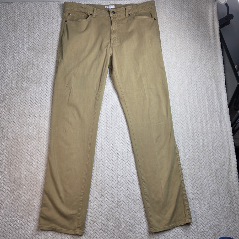 Peter Millar Mens 36 Tan Khaki Five Pocket Stretch Cotton Straight Leg Pants